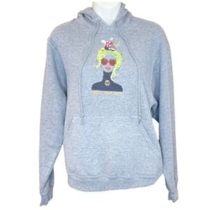 Jerzees Gray “Crazy Jeep Lady” Hooded Sweatshirt, size smal